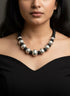 Wax Beads Silver Necklace (oversized beads)